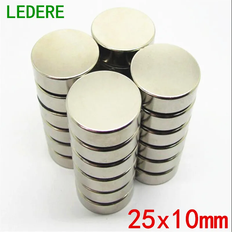

LEDERE 2/5pcS 25x10 25mmX10mm strong Circular Disc Magnet Nd-Fe-B Neodymium Magnet 25*10 25mm*10mm