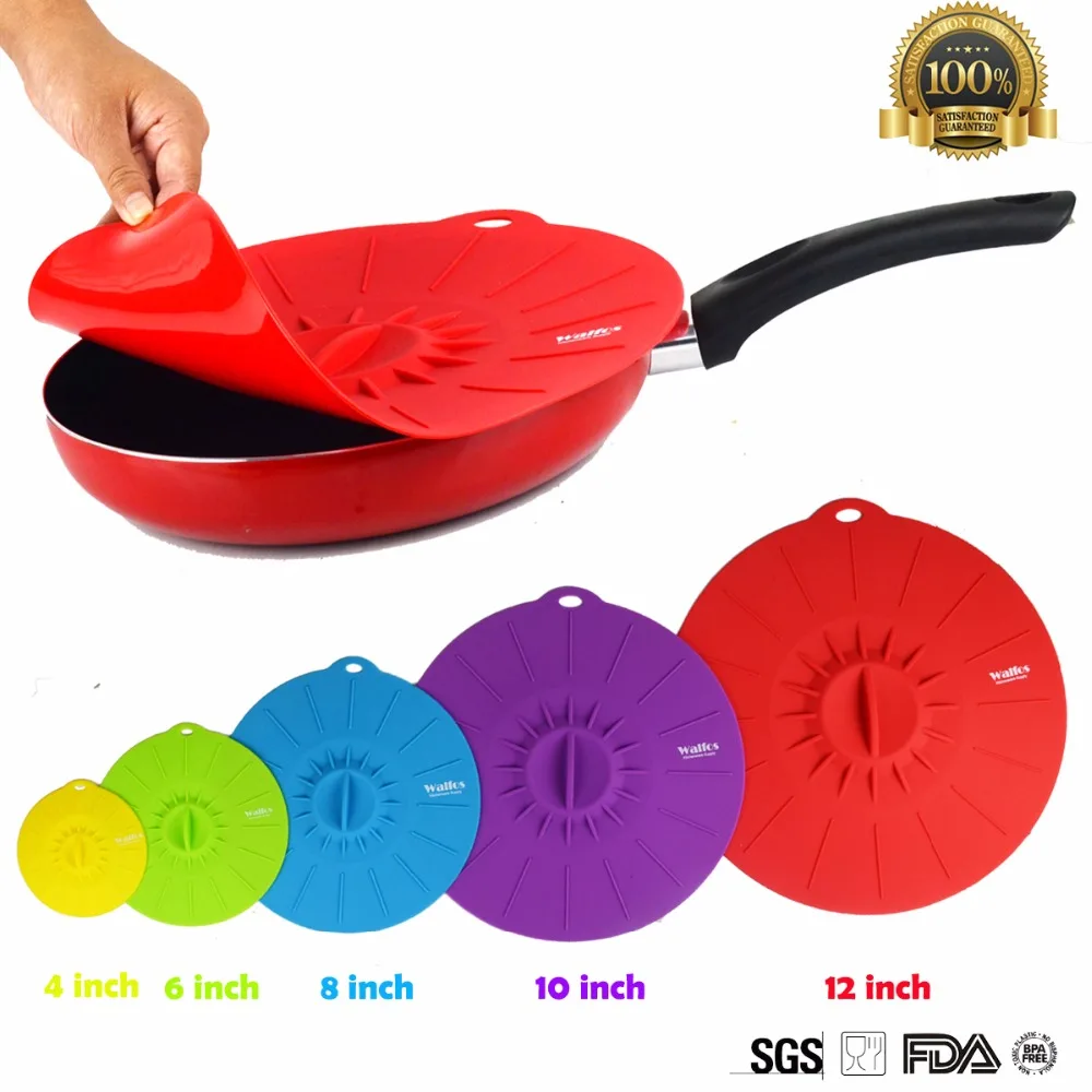 WALFOS Silicone Cookware Pot Lid Cover For Pan /Pot Flower Shape Spill