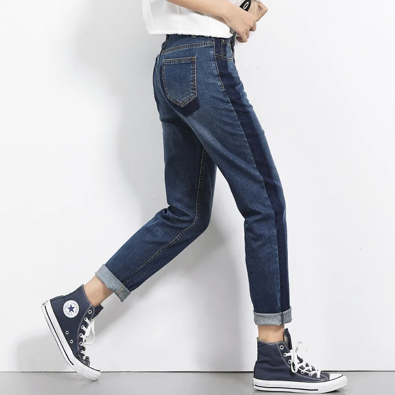 Price 2019 LEIJIJEANS all season Plus Size Shadow boyfriend Bleached women jeans Mid Waist Full Length Loose Straight Jeans For Women