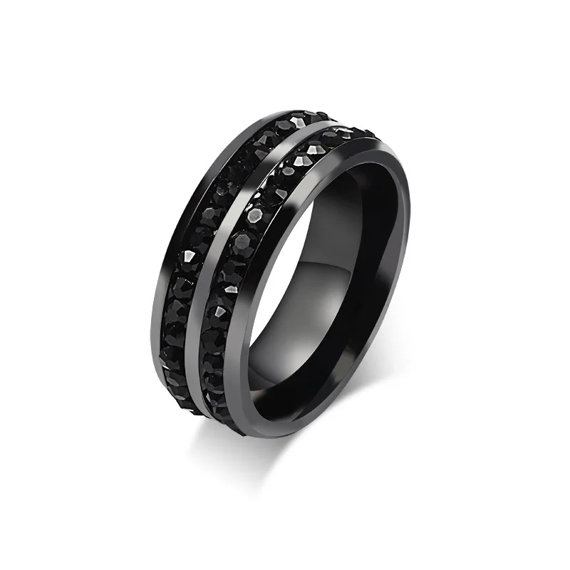 

Vintage punk black ring full double lines Cubic Zirconia rings for men fashion jewelry anel masculino anillos hombre bague