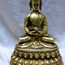 Bi002549 Тибет золоченой бронзы резные Буддизм аптекарь Будда Медицины Скульптура Статуя