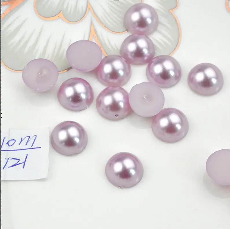 

FLTMRH 50pcs 8mm Pick Color White/Pearl White/Purple/Black Half Round ABS Imitation Pearl Beads Flat Back for Craft