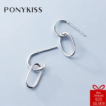 

PONYKISS Trendy Real 925 Sterling Silver Simple Geometric Dangle Drop Earrings For Women Everyday Delicate Accessory Chic Gift