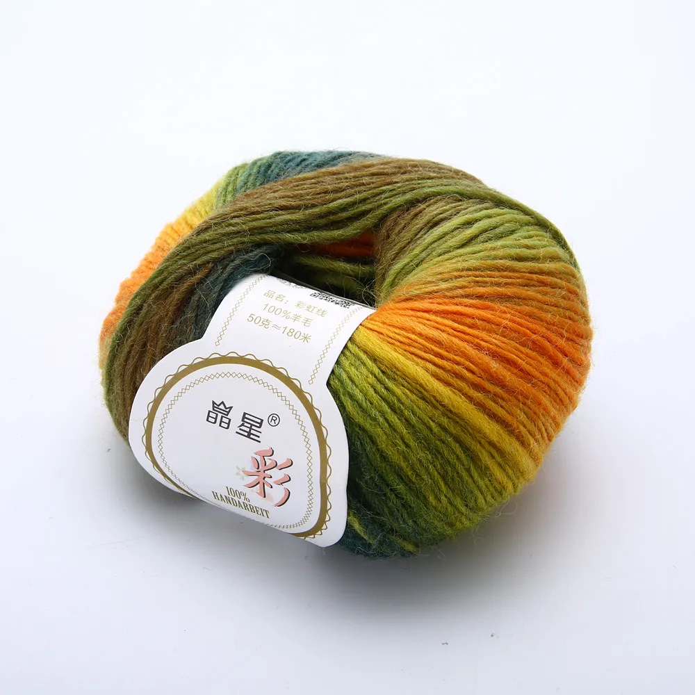 1 Ball Rainbow Knitting Yarn Wool 50g Colorful Soft Baby Cashmere Wool Child Hand Knitted Crochet Yarn for DIY Scarf Hat Clothes