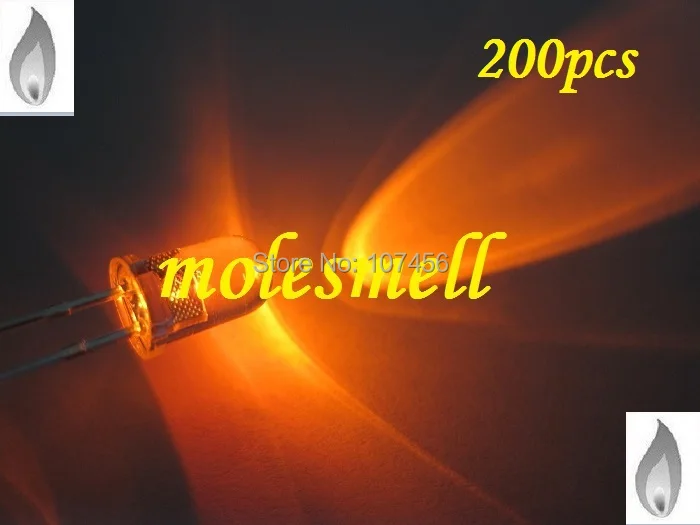 20 x 12v 5mm Pre wired LEDs Flickering Candle Amber Orange LED Bright PreWired