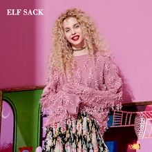 ELF SACK 2019 Oversized Woman Sweater Casual Solid O-Neck Full Hand Knitted Women Pullovers Stylish Streetwear Femme Sweaters ELF SACK 2019 Oversized Woman Sweater Casual Solid O-Neck Full Hand Knitted Women Pullovers Stylish Streetwear Femme Sweaters