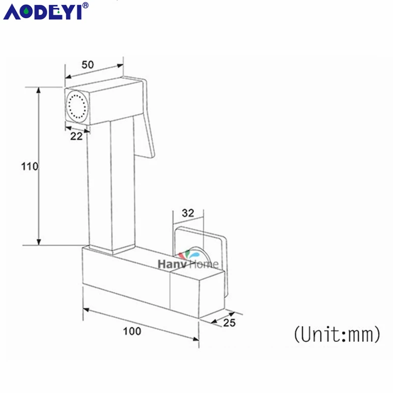 AODEYI 1 компл. Твердая латунь один холодной воды Orner клапан биде функция квадратная ручная душевая головка кран 90 градусов переключатель