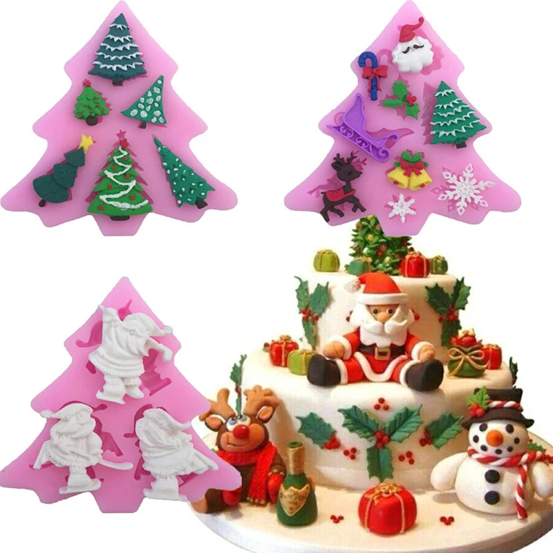 3D Silicone Christmas Tree Shape Candy Mould Gumpaste Christmas Fondant