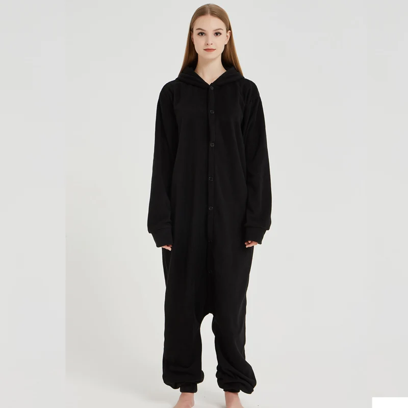 Funny Kumamon Bear Kigurumi Polar Fleece Animal Cartoon Black Onesies For Women Men Adult Winter Sleepwear Jumpsuit Fancy Outfit (2)