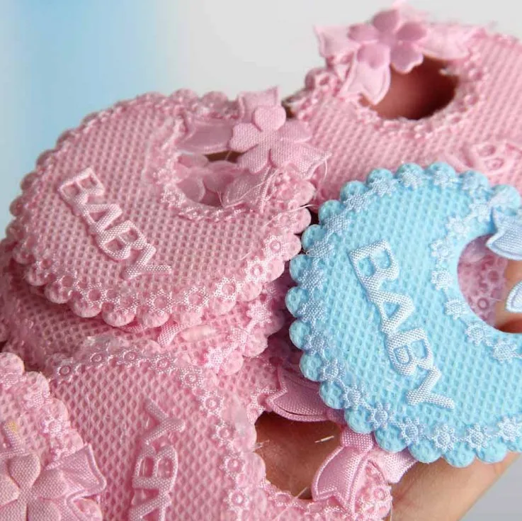 Слюнявчик из розовой/синей ткани в стиле Baby Shower бирки сделай сам Подарочные на