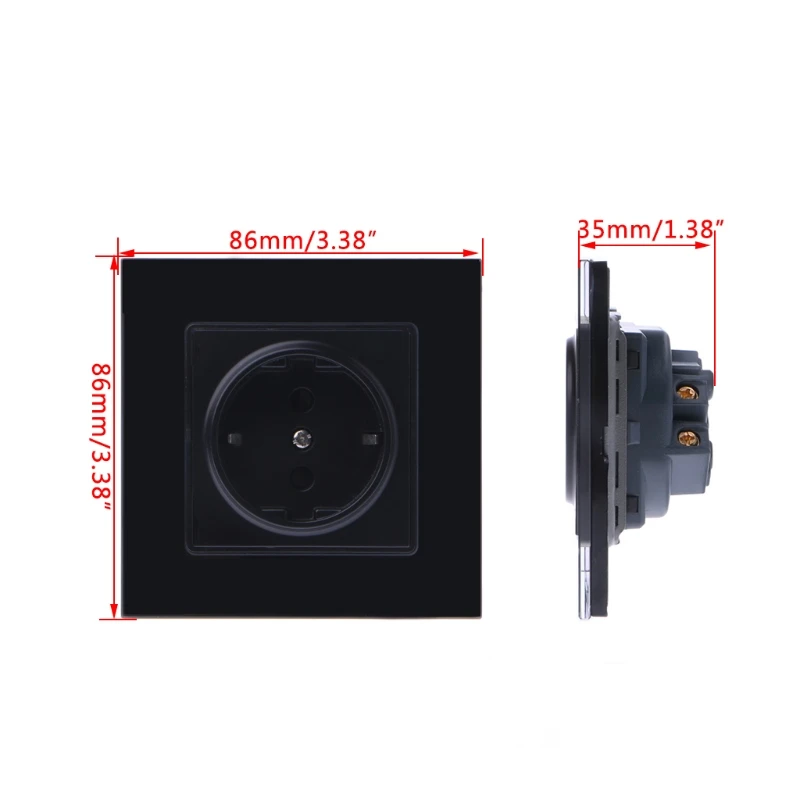 1 шт. 16A ЕС Стандартный 86 Тип стены Мощность гнездо Стекло Зарядное устройство панель адаптера 110 V-250 V W715 - Цвет: Черный