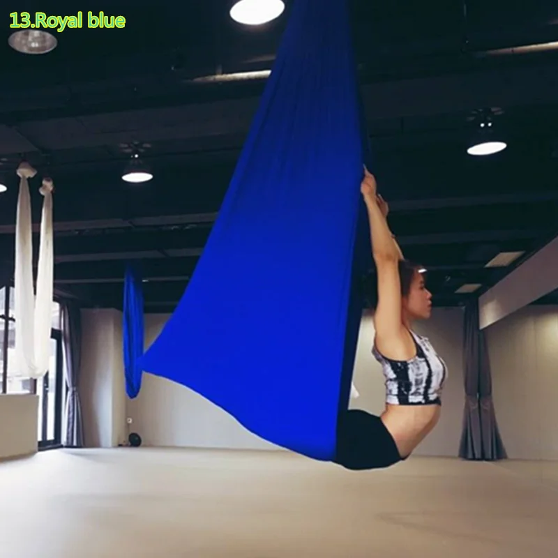 Высокое качество, антигравитационный гамак для йоги, полный комплект, аэрационное тяговое устройство для фитнеса, для йоги, студии йоги, летающие качели(5x2,8 м - Цвет: Royal blue