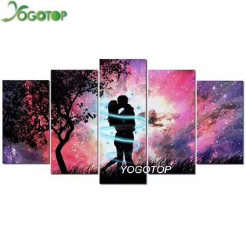 

YOGOTOP DIY Diamond Painting Cross Stitch Kits Full Diamond Embroidery 5D Diamond Mosaic Home Decor Lovers kiss 5pcs ML232