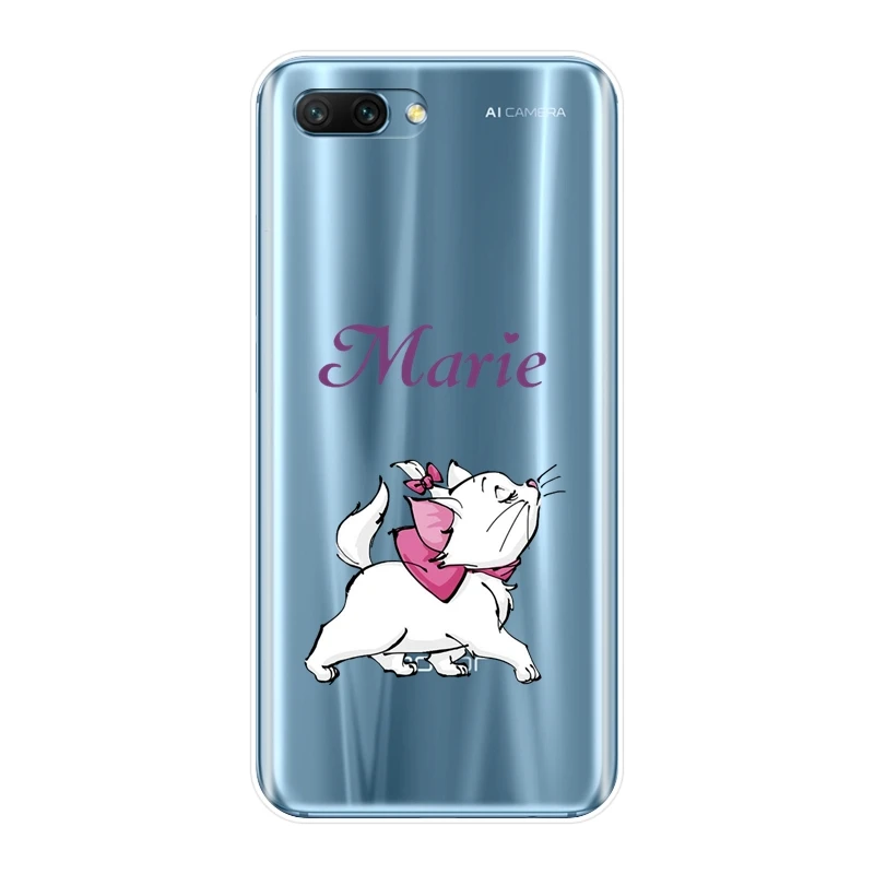 Силиконовый чехол для телефона Huawei Honor 7 8 9 10 Lite 7S 7X 7A 7C Pro Marie Cat розовая мягкая