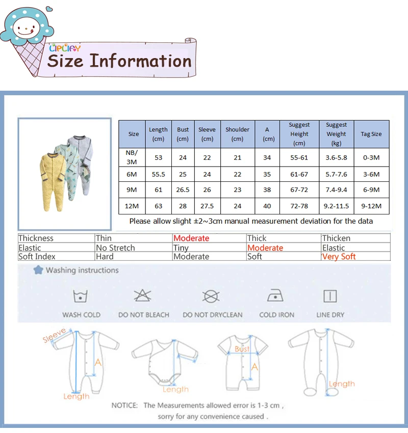 3Pcs/Pack Baby Boys Girls Cotton Rompers Set Newborn Sleepsuit Infant Long Sleeve cartoon Jumpsuit Baby Pajamas 0-12Months