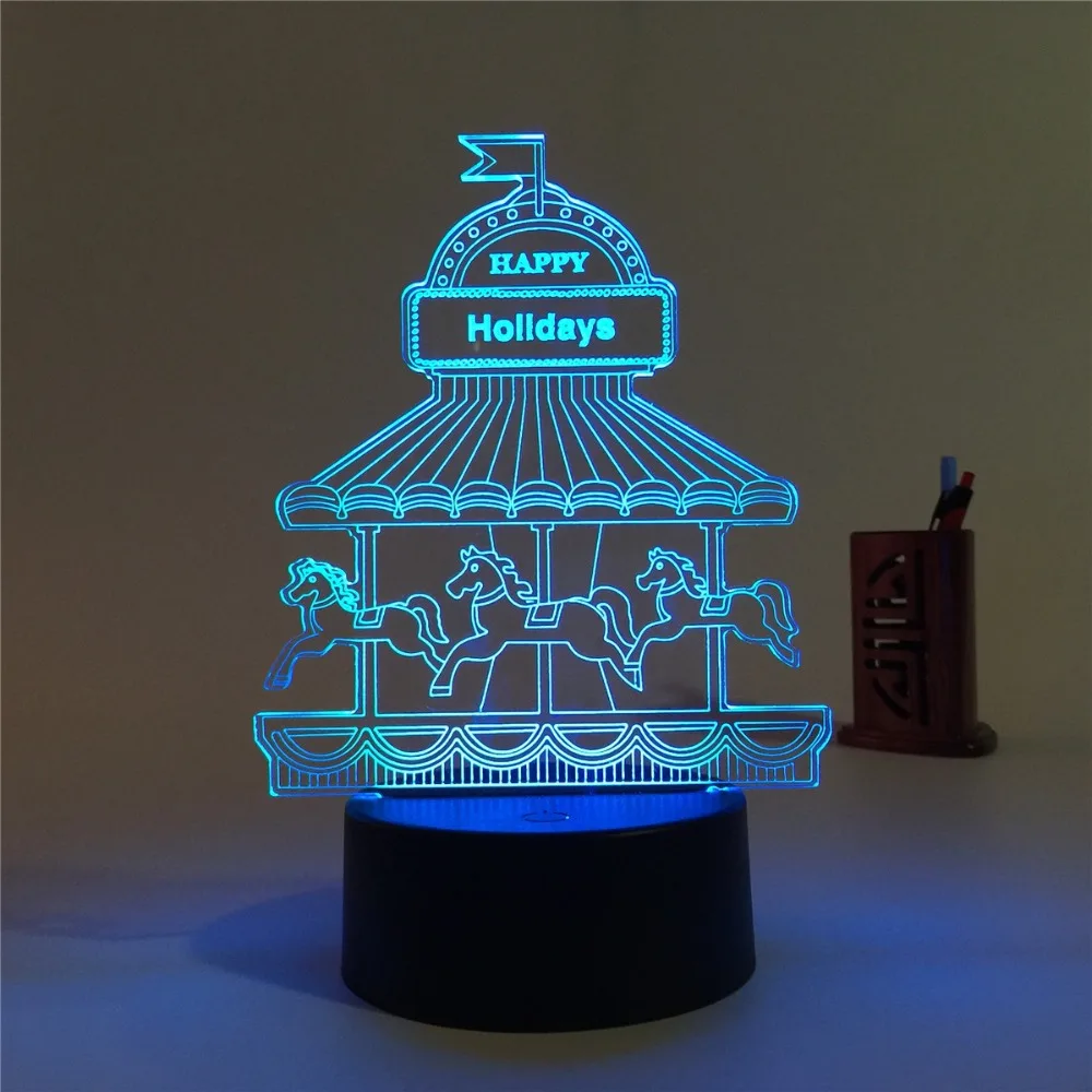 Rotating Carousel LED 3D Night Light Touch Changing Bulb Night Light visual Decorative lamp Xmas