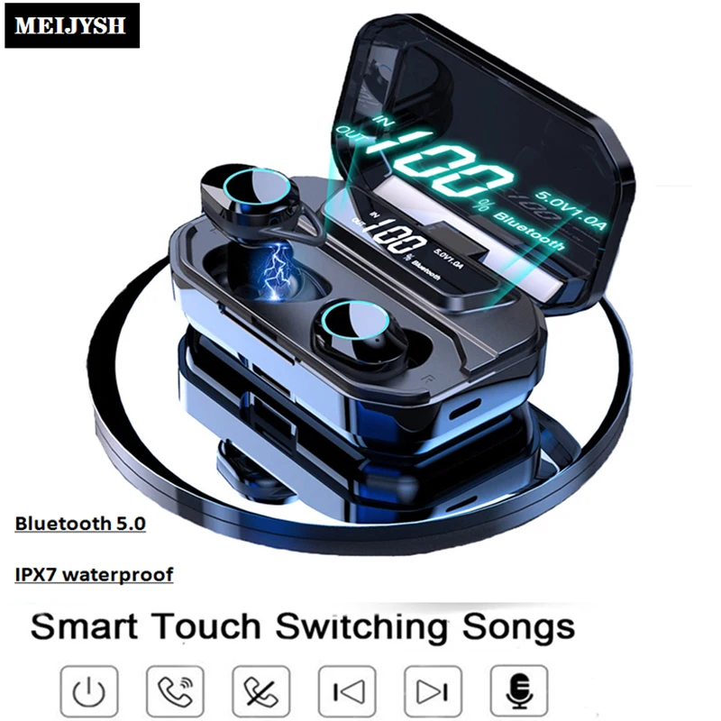 

G02 TWS Wireless Bluetooth V5.0 9D Stereo Earphone IPX7 Waterproof Headphone LED Power Display 3300mAh Power Bank