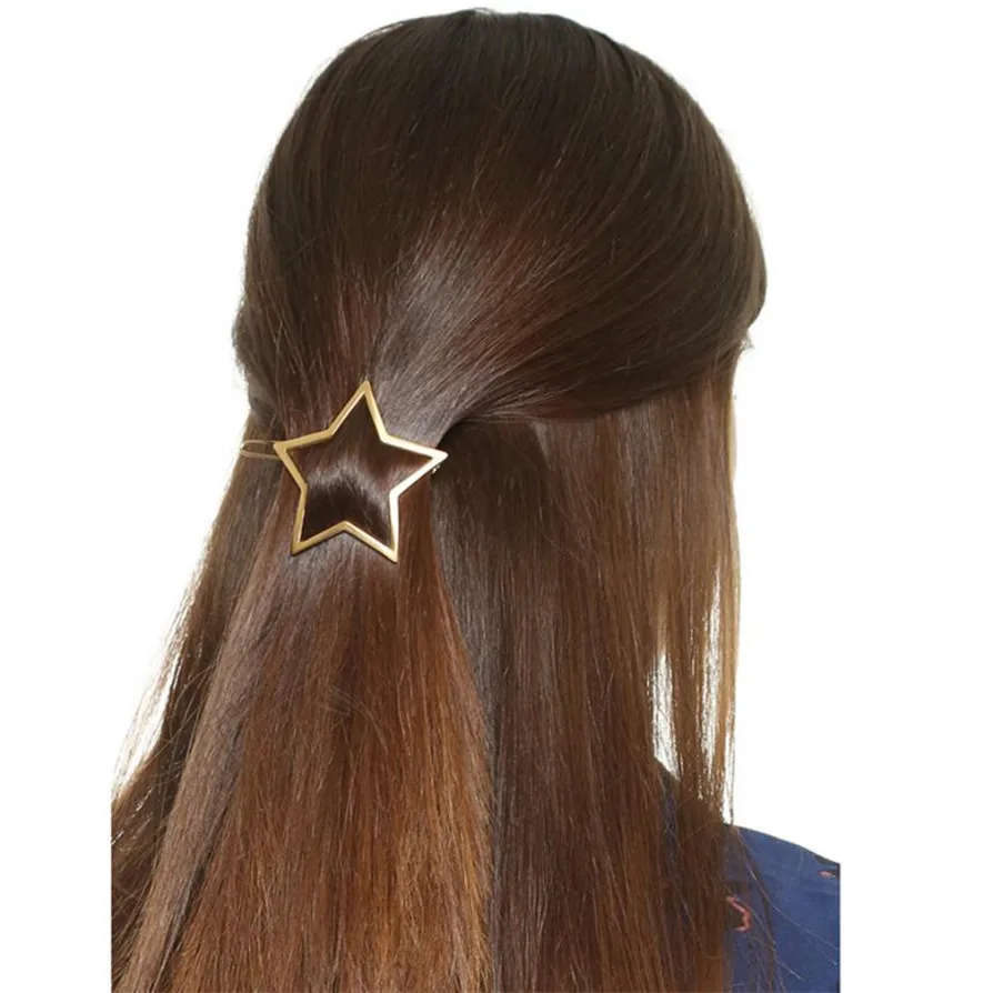 

2 Colors Fashion Hairwear Women Hollow Five-pointed Star Hairpin Hair Clip Pins Dropshipping JU21