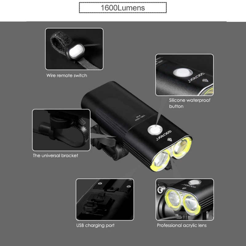 Best Gaciron Bike Light Bicycle Headlight IPX6 USB Flashlight LED Flash Front Lamp V9C-400 V9F-600 V9C-800 V9S-1000 V9D-1600 V9D-1800 2
