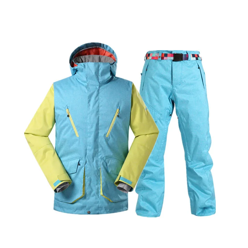 Gsou nieve juego de esquí para los hombres traje chaqueta de snowboard y Pantalones caliente wateproof invierno ropa esqui hombre Veste ski homme