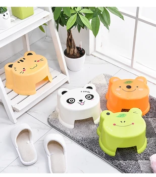 

Cartoon Living Room Thicken Plastic Stool Bathroom Anti-Slip Bench Stool Animal Pattern Small Step Stool Children's Stool