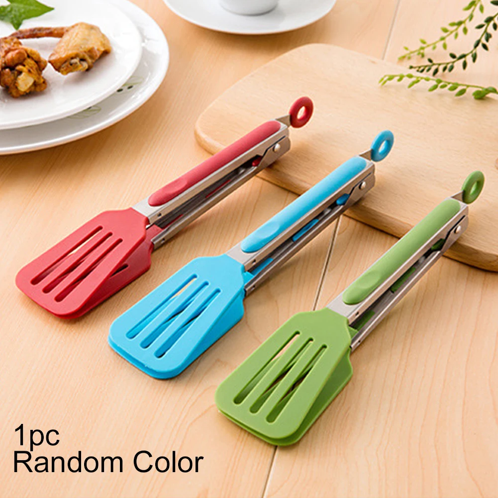 

9 Inch Kitchen Supplies Nylon Shank Salad BBQ Clip Silicone Stainless Steel Cooking Clamp Food Tong Dessert Tweezer Serving