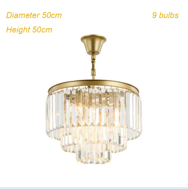 Gold American Style Retro Chandeliers LED Crystal Lighting For Living Room Bedroom Hall Hotel Restaurant Dining Room Fashion - Цвет абажура: D50