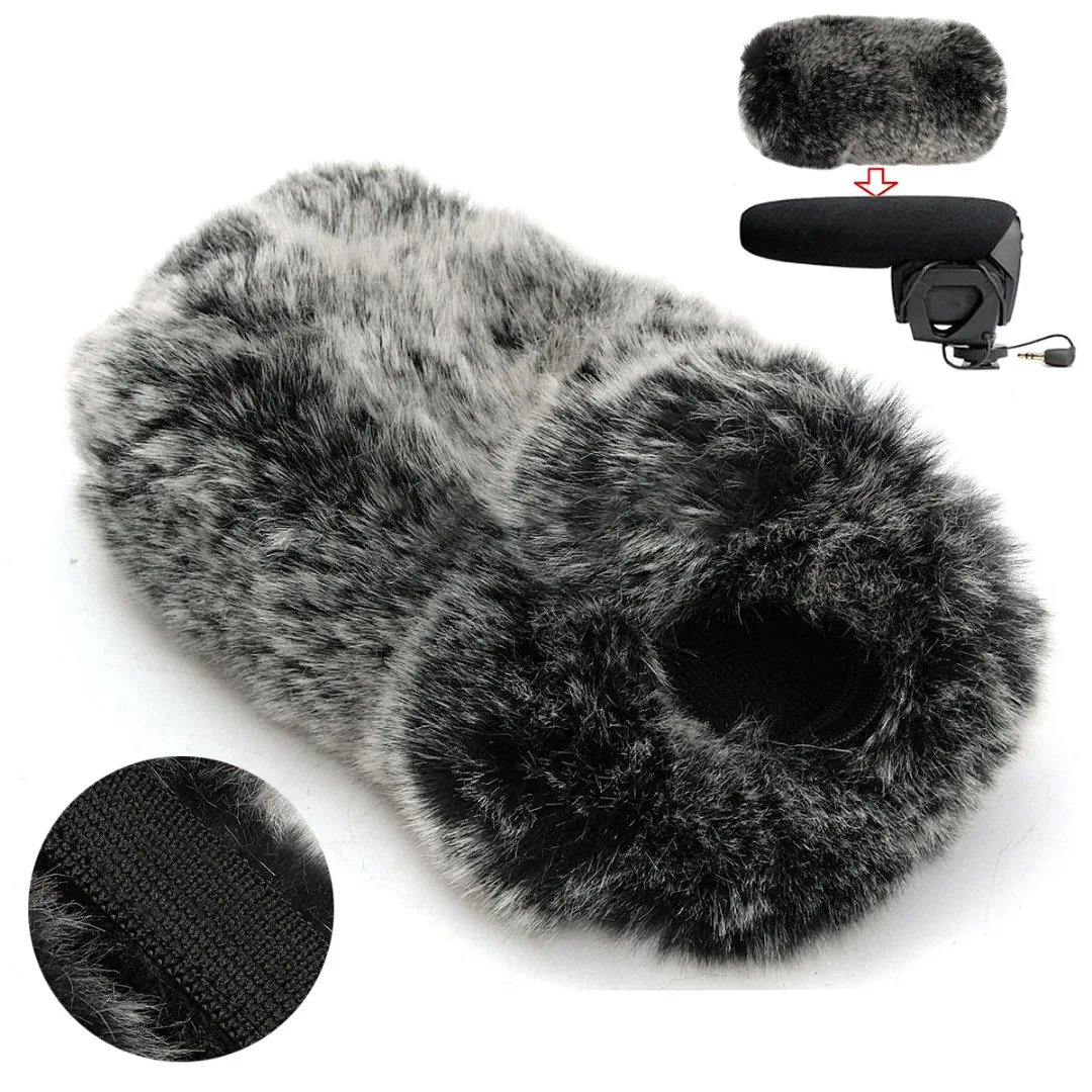 Mayitr 1pc Outdoor Furry Microphone Windshield Grey Black 17cm Mic Windscreen Wind Cover Muff Fit For Rode VideoMic PRO