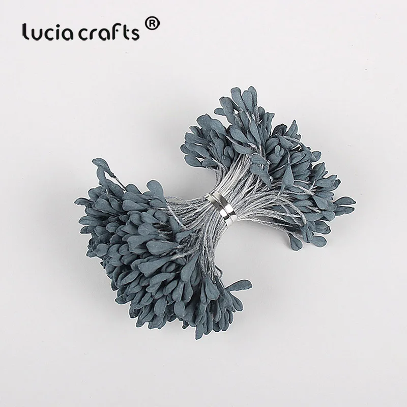 Lucia crafts 330 шт 3 мм Высокое качество матовый двойной цветок с головками stamen pistil украшения торта ремесло DIY C1202 - Цвет: Color 12 Ink blue