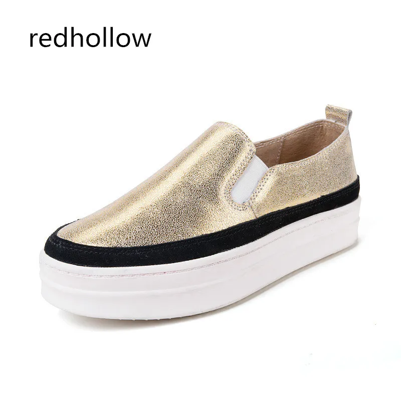 Shoes Women Slip on Casual Flats Shoes Leather Female Loafers Ladies Shoes Gold Silver Black Comfort Flat Shoes for Woman