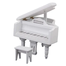 AINY-1: 12 изысканное деревянное миниатюрное пианино Кукольный дом Белый