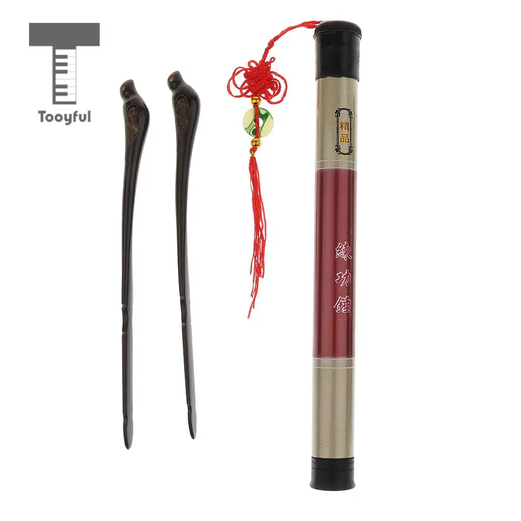 Tooyful Exquisite 1 Pair Ebony Dulcimer Hammer Mallets Sticks with 1x Storage Case Box Musical Instrument Parts