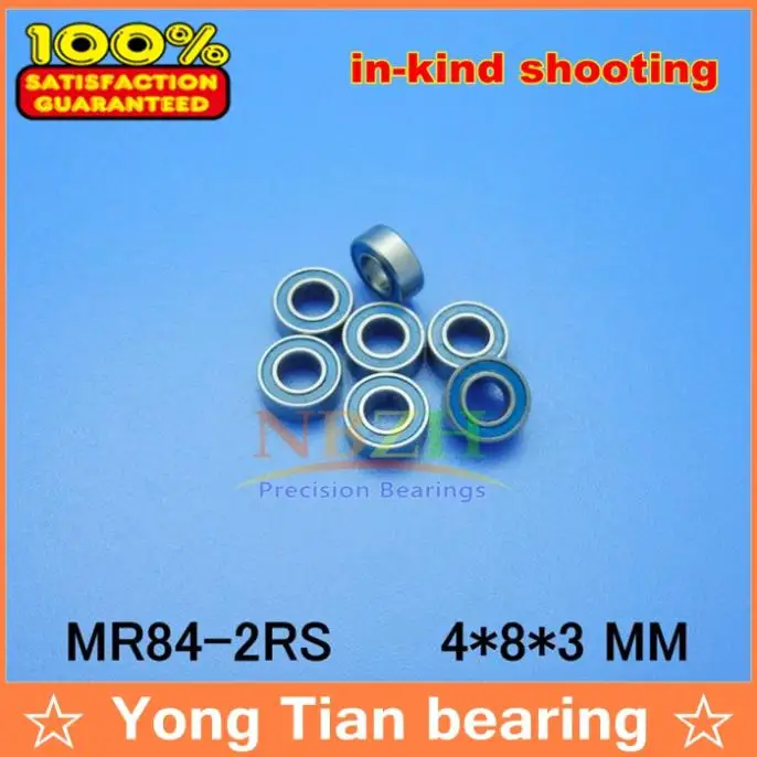 10PCS MR84RS 4x8x3mm Rubber Sealed Ball Bearing Bearings BLUE 4*8*3 