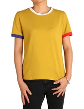 Summer Women Tshirt Polyester Solid Color Splicing T-Shirt Women Harajuku Fashion O-Neck Casual Slim Women T Shirts