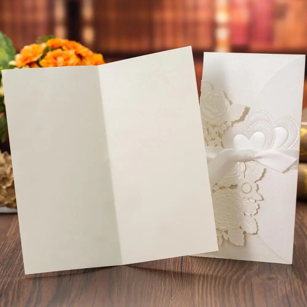  Wholesales One Pack (25 Sets) Laser cut Wedding Invitations with rsvp Cards Kit and Envelopes For p - 33035898969