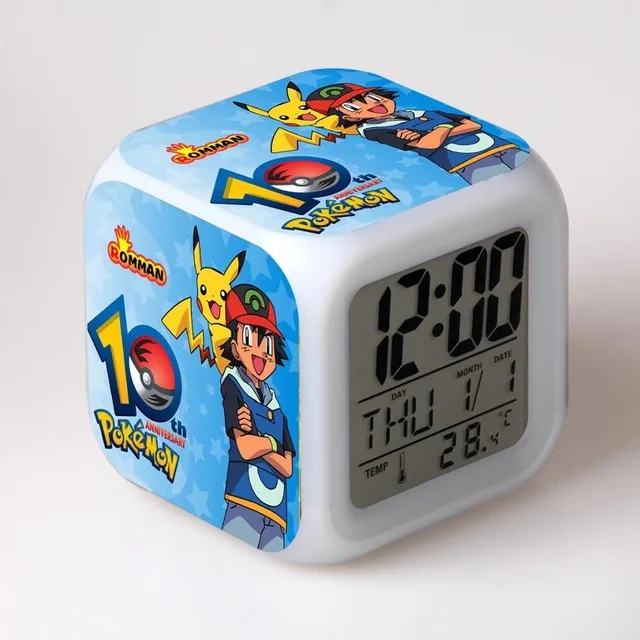 Горячие продажи Принцесса Эльза Анна Миньоны Покемон го цифровой будильник изменение цвета LED reloj despertado часы дети мультфильм игрушки - Цвет: Прозрачный