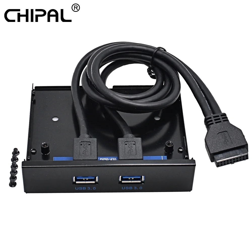 

CHIPAL High Performance 20 Pin 2 Ports USB 3.0 Hub USB3.0 Front Panel Bracket Adapter Cable for PC Desktop 3.5 Inch Floppy Bay