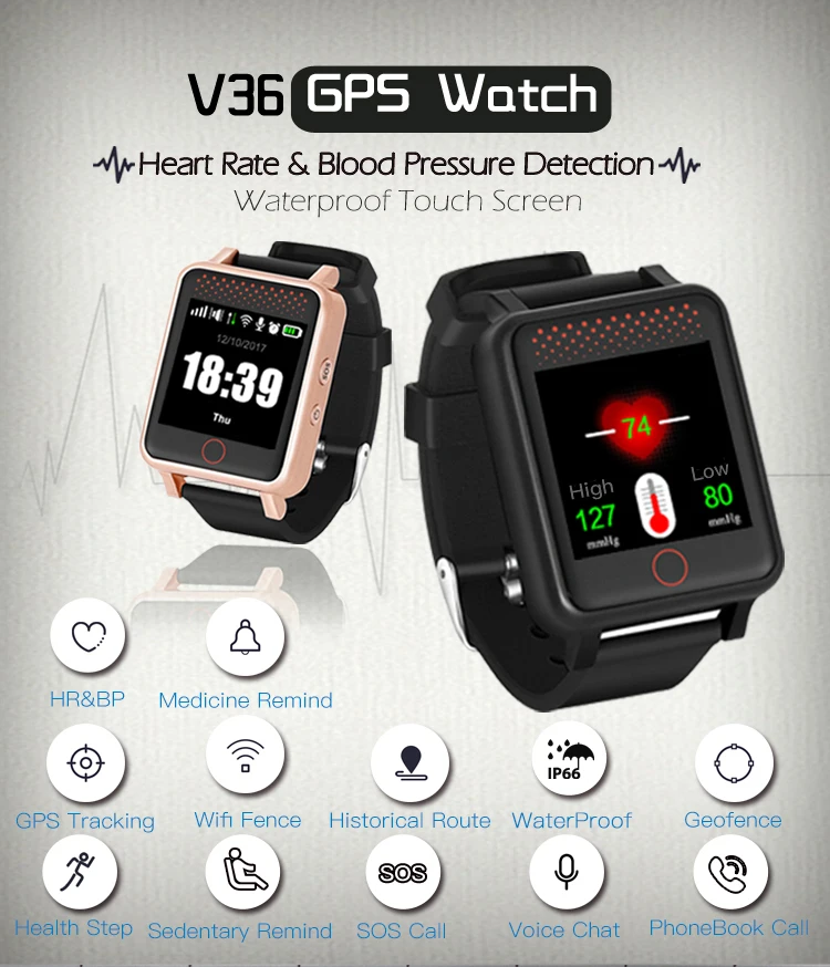 RF-V36 личные gps Смарт-часы gps трекер телефон локатор gps+ Wifi+ фунтов Heart beat/измерять кровяное давление обнаружения Спорт /таблетки напоминание