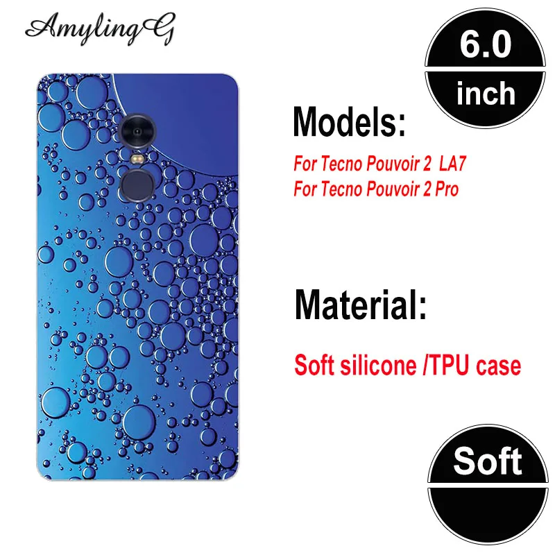 Мягкий чехол для Tecno Pouvoir2 Pro LA7 6 0 &quot Чехол с принтом розы волк симпатичный узором