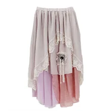 Женские летние Асимметричные контраст Цвет юбка Для женщин Лолита готические юбки женские Высокая талия Нерегулярные готический кружева юбка миди Y03689