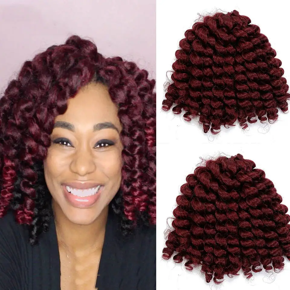 AOSI WIG 3 Packs Wand Curl Crochet Hair Synthetic Crochet Braids 8 Inch