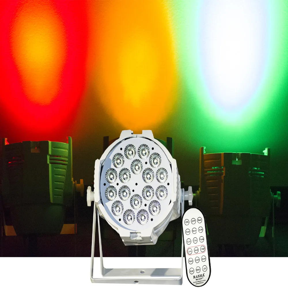 

(Pack of 2)Rasha Hex V18 wireless Dmx+IR (RGBAW+UV Color  LED's) ,Mater-slave,Auto,Fade,sound Mode, For all events, Party,Clubs