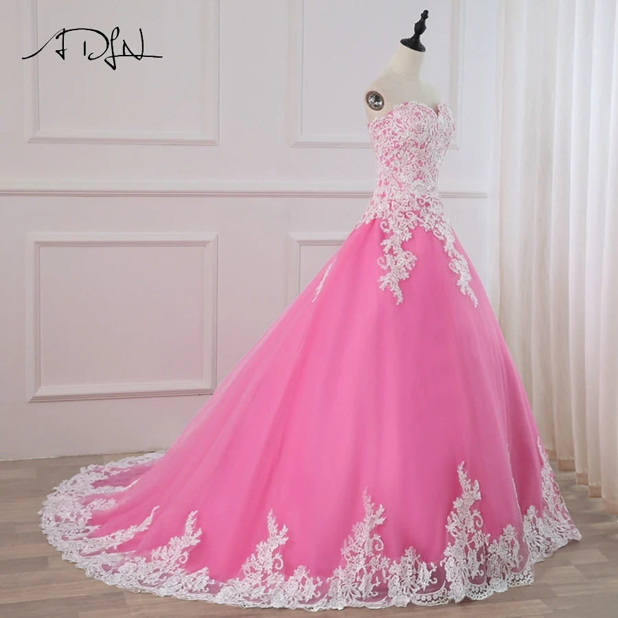 ADLN розовое свадебное платье Милая Аппликация без рукавов Тюль бальное платье Свадебные платья Robe De Mariage новое поступление