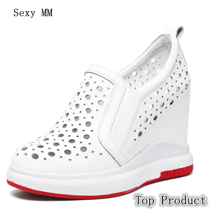 

Genuine Leather Wedges Shoes Women High Heels Wedge Casual Height Increasing Walking High Heel Shoes High Quality