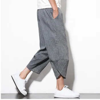 

Plus Size Cotton Linen Harem Pants Men Jogger Pants 2019 Male Casual Summer Track Pants Trousers