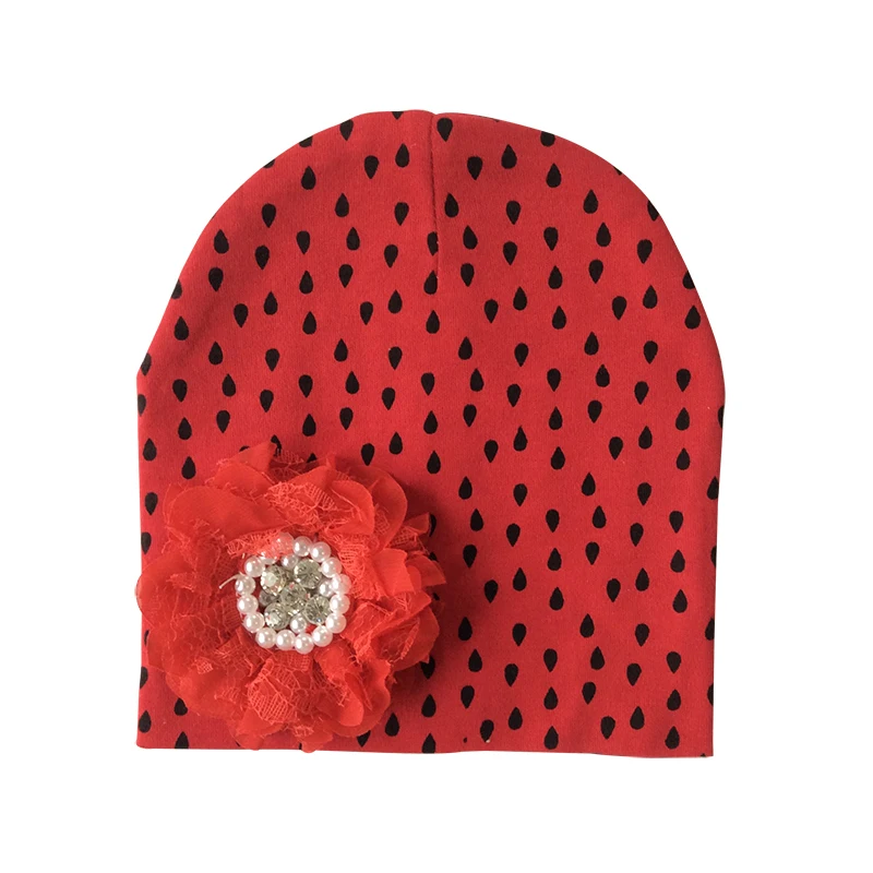 Baby Hat Cotton Floral Hat For Baby Girls Winter Caps Children's Beanie hats - Цвет: red rain