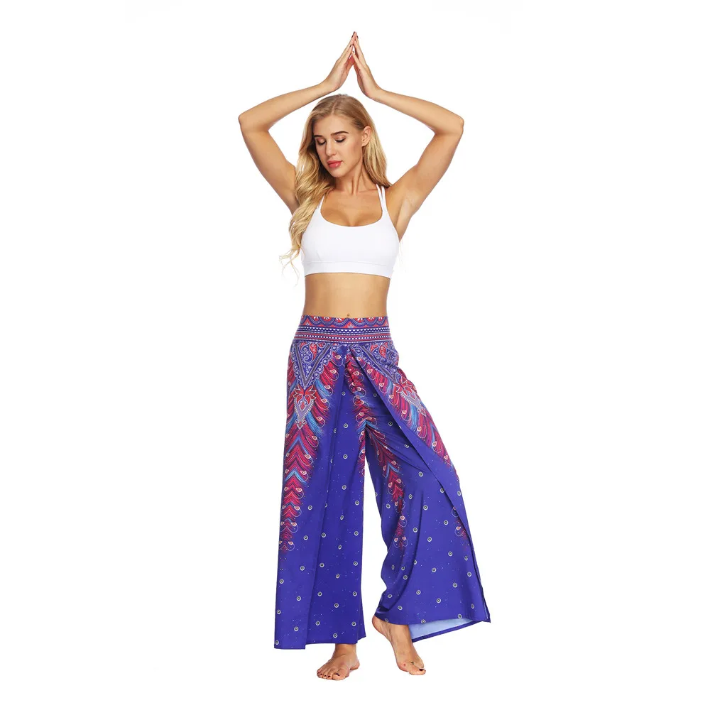 Летние женские штаны для йоги, тайские индонезийские свободные широкие штаны с цифровой печатью, штаны для йоги, свободные штаны-шаровары для йоги