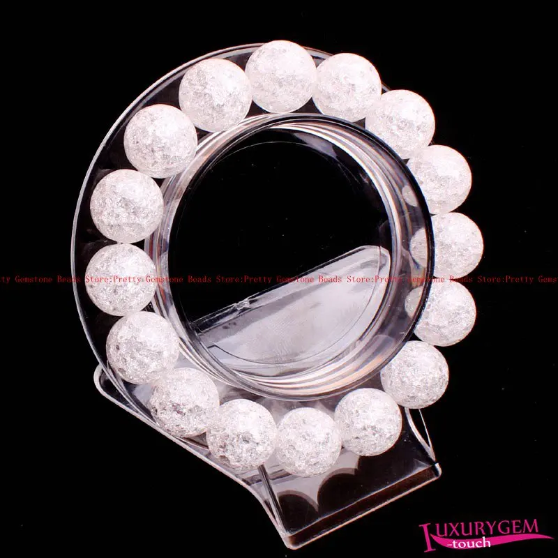 

Free Shipping 8,10,12,14mm Smooth Natural Cracked White Crystal Stone Gems Elasticity Bracelets 7.5" w3644