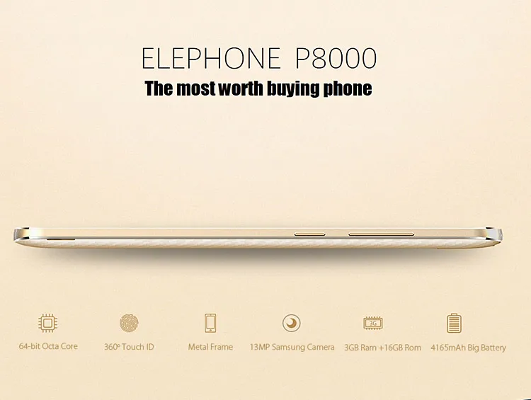 ELEPHONE P8000 MTK6753 1.3GHz Octa Core 5.5 Inch FHD Screen Android 5.1 4G LTE Smartphone