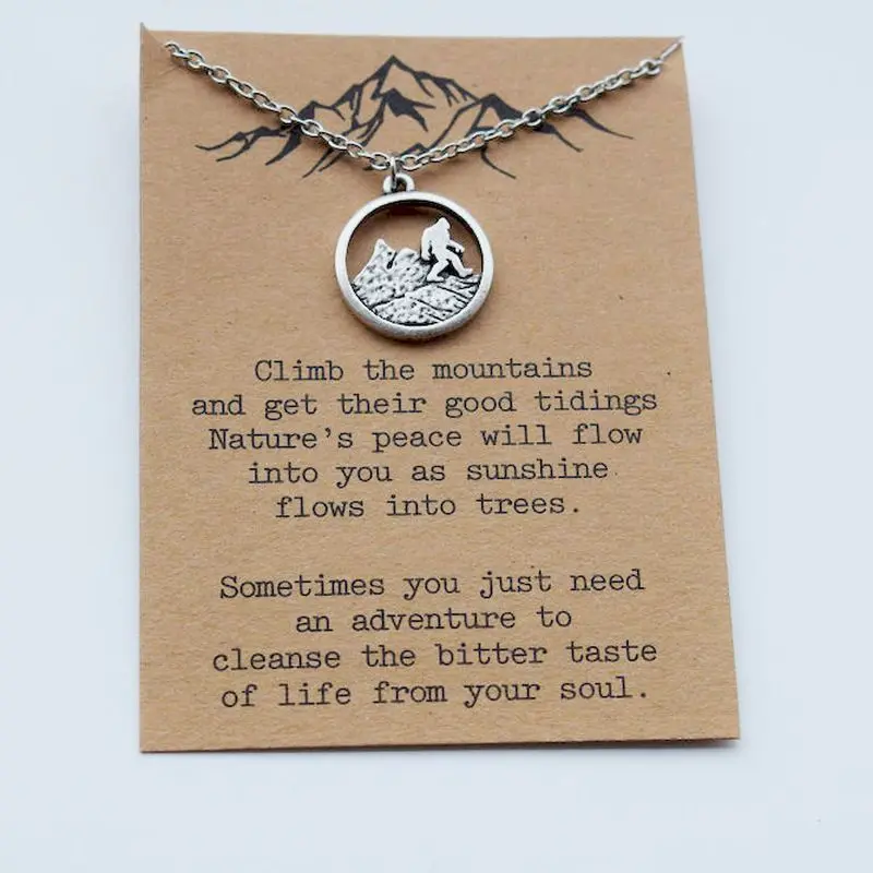 SanLan 1pcs bigfoot necklace with cards camping jewelry